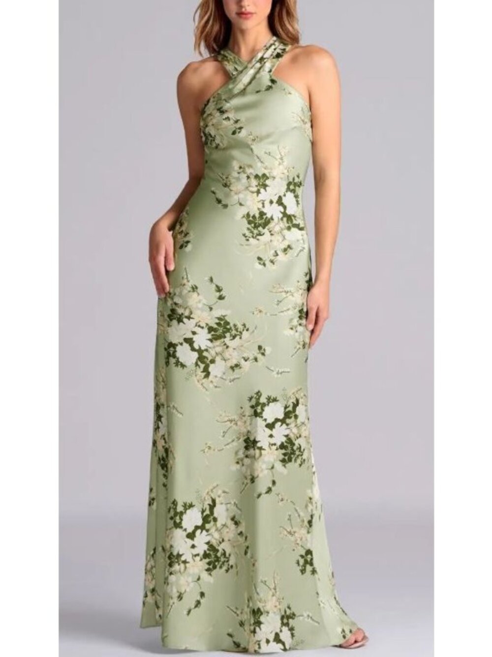 Azazie Doretta  Stretch Floral Stretch Satin Dress Women Size US 2 NWT PINK